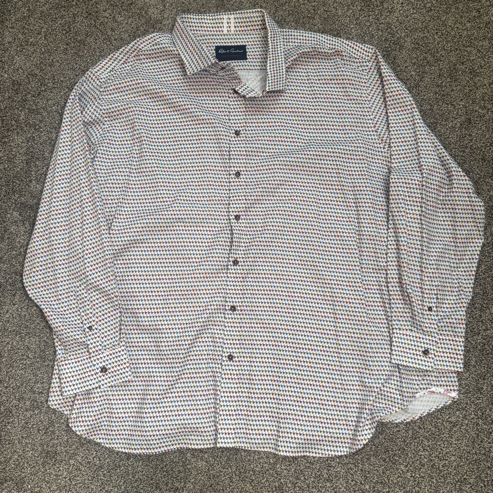 Robert Graham Men’s 4XL Modern America Buttoned Mini Rainbow Skulls